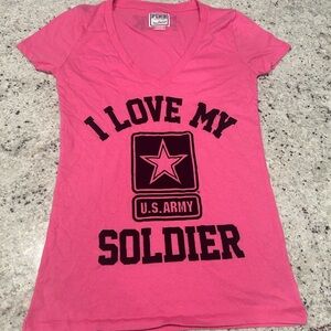 PINK Victoria's Secret Pink Short Sleeve Tee Military Graphic